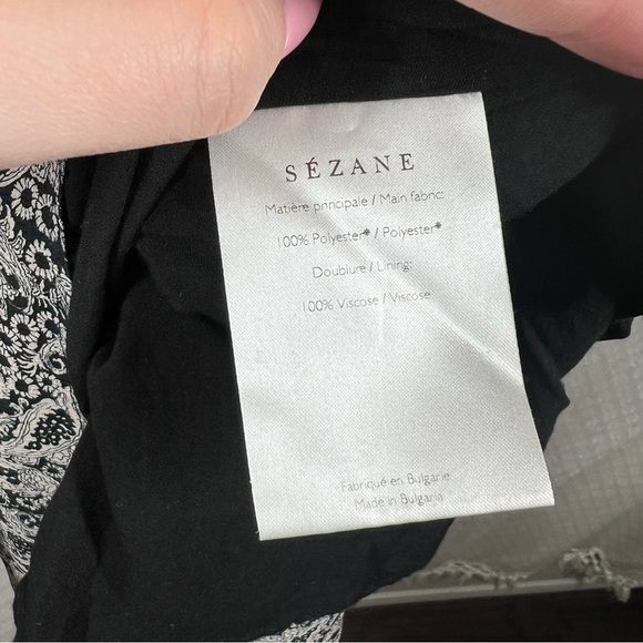 Sezane Black Cream Titiane Floral Paisley Ruffle Tiered Maxi Dress - Picture 6 of 8